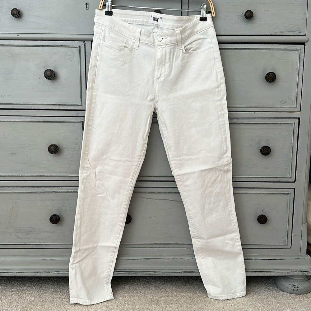 Paige women’s Skyline Ankle Peg white jeans, 30